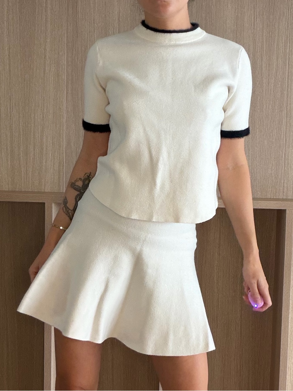 Zara Cream Knit A-Line Mini Skirt and top set - Picture 3 of 6